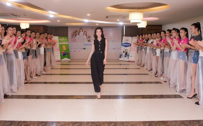Đỗ Mỹ Linh bất ngờ xuất hiện tại buổi tập catwalk của thí sinh Hoa hậu Việt Nam 2018