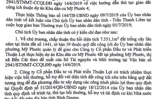 Trong 10 ngày, Bình Dương giao - thu hồi cùng 1 lô đất công ích