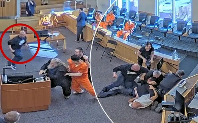 Clip: Chú ruột và cha dượng của nạn nhân không thể kiềm chế, tấn công nghi phạm giết người giữa tòa