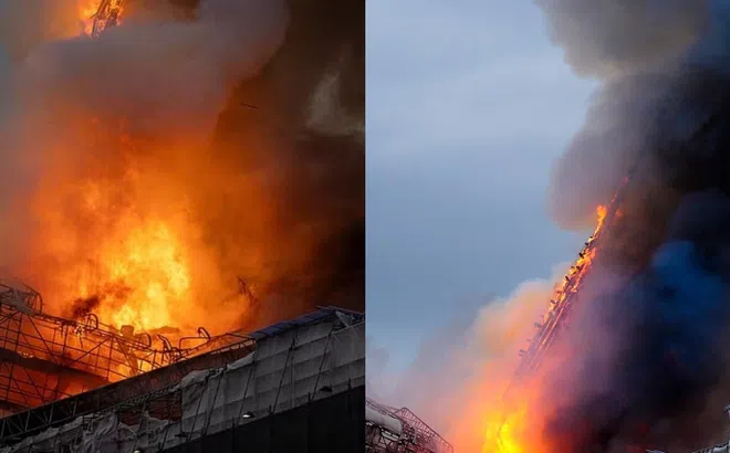 Clip: Khoảnh khắc tòa tháp biểu tượng sàn giao dịch chứng khoán bốc cháy như đuốc rồi đổ sập